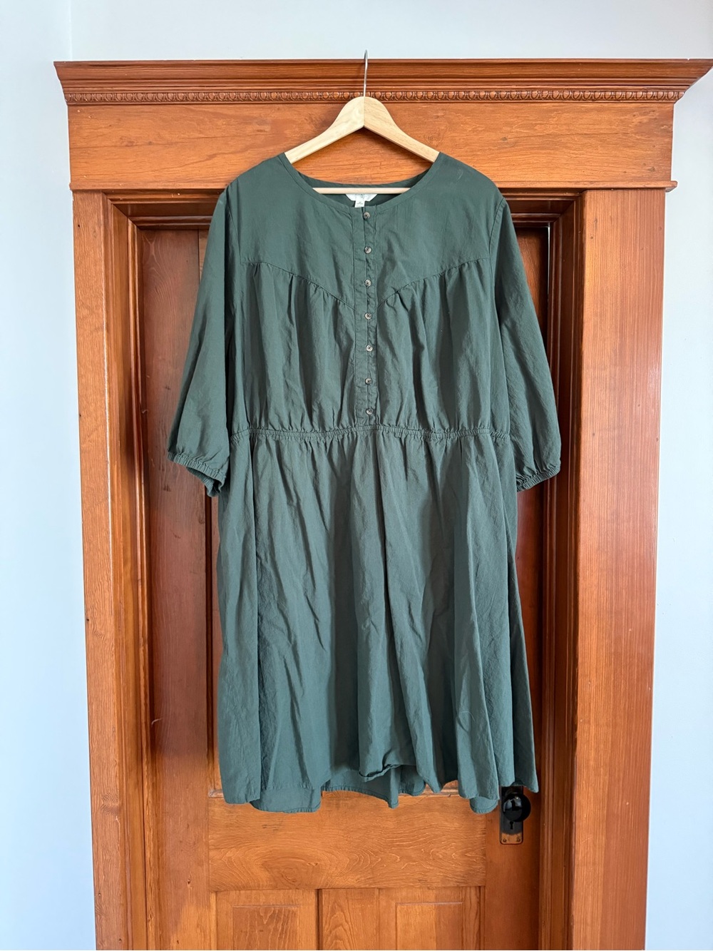 Terra & Sky Olive Green Button-Front Midi Dress